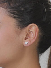 Silver Butterfly Diamond Look Earrings-6