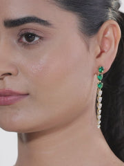 Emerald And Diamond Look Golden Earrings-2