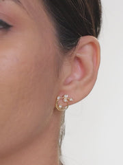 Lush Leaf Diamond Stud Earrings in 14K Gold-3