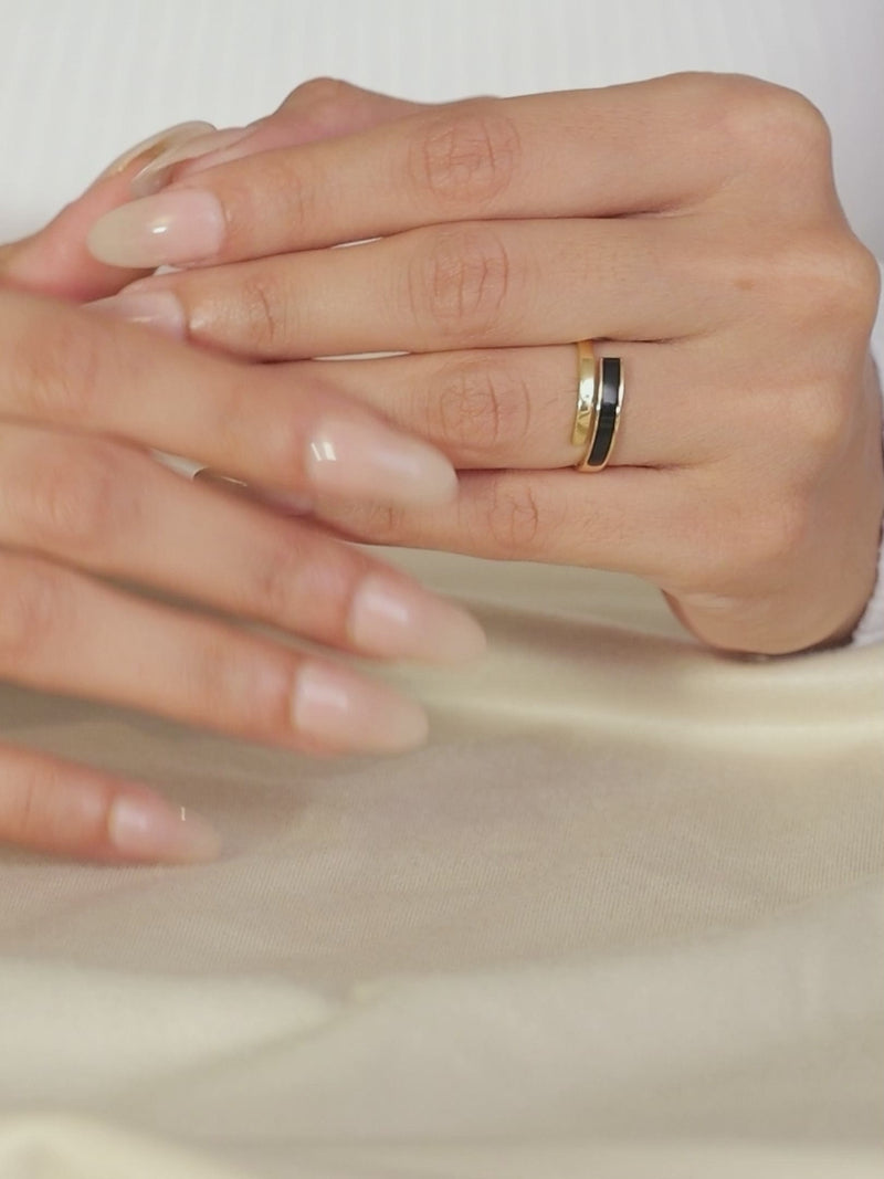 Gold Band Ring With Enamel