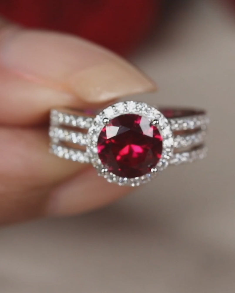 2 Carat Ruby Solitaire Band Ring In Silver-5
