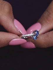 Double Solitaire Sapphire Silver Ring