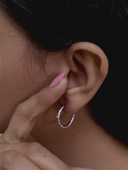 Ornate Silver Half Hoops