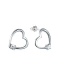 Deal Of the Month - 925 Sterling Silver American Diamond Heart Stud Earrings For Women