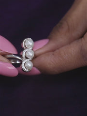 Natural Fresh Water Pearl Designer Ring in 925 Silver
