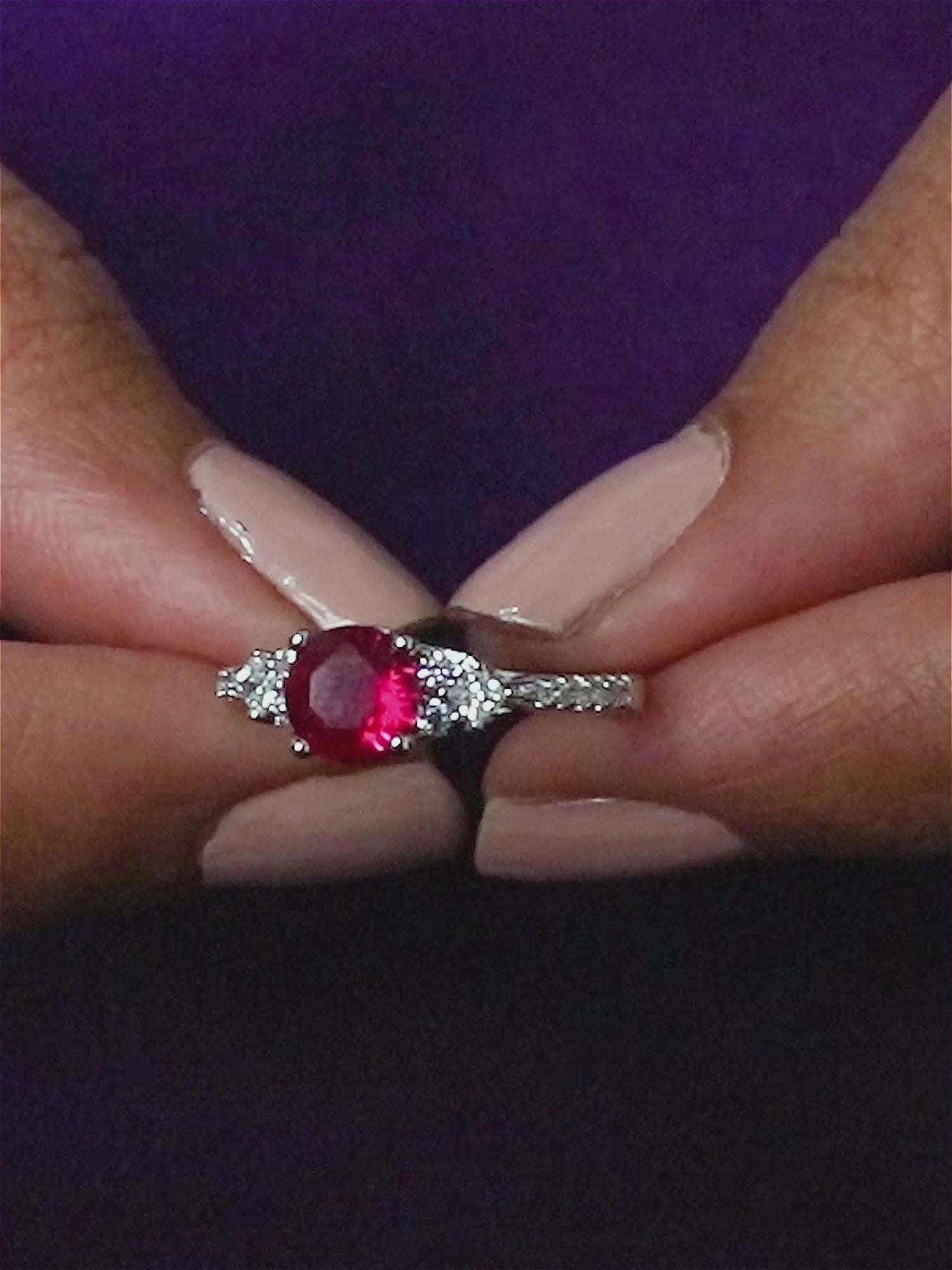 925 Sterling Silver Trio Solitaire Ruby Silver Ring For Women