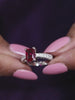 RED RUBY AND AMERICAN DIAMOND ENGAGEMENT RING IN 925 SILVER