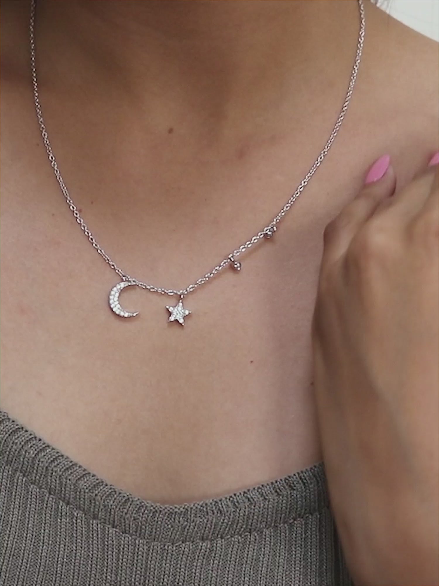 STAR AND MOON PENDANT WITH CHAIN