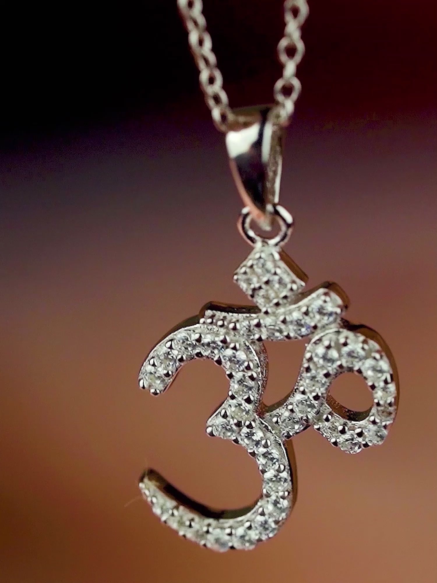 Religious Om Silver Pendant With 18 Inch Chain