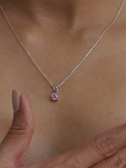 ORNATE JEWELS PINK SOLITAIRE NECKLACE WITH EARRINGS-6