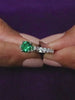 ORNATE JEWELS EMERALD GREEN SOLITAIRE SILVER RING FOR WOMEN