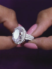 Glamm American Diamond Oval Ring In 925 Silver-7