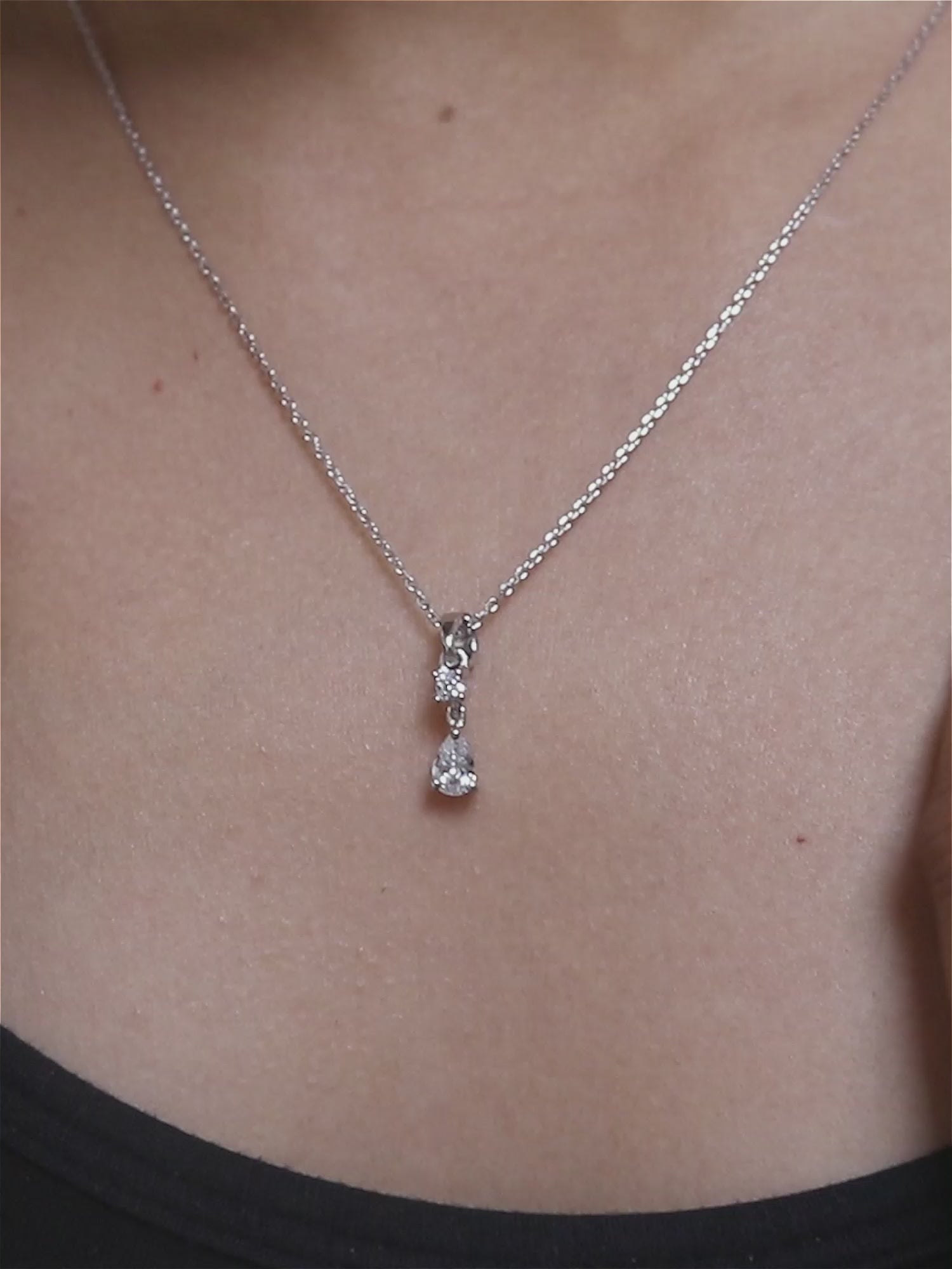 SOLITAIRE DROP PENDANT WITH PURE SILVER 18" CHAIN FOR WOMEN-5