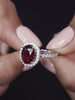 RUBY AND AMERICAN DIAMOND CLASSIC HALO RING IN 925 SILVER