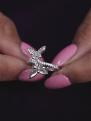 FLIRTY TWO BUTTERFLY SILVER RING-6