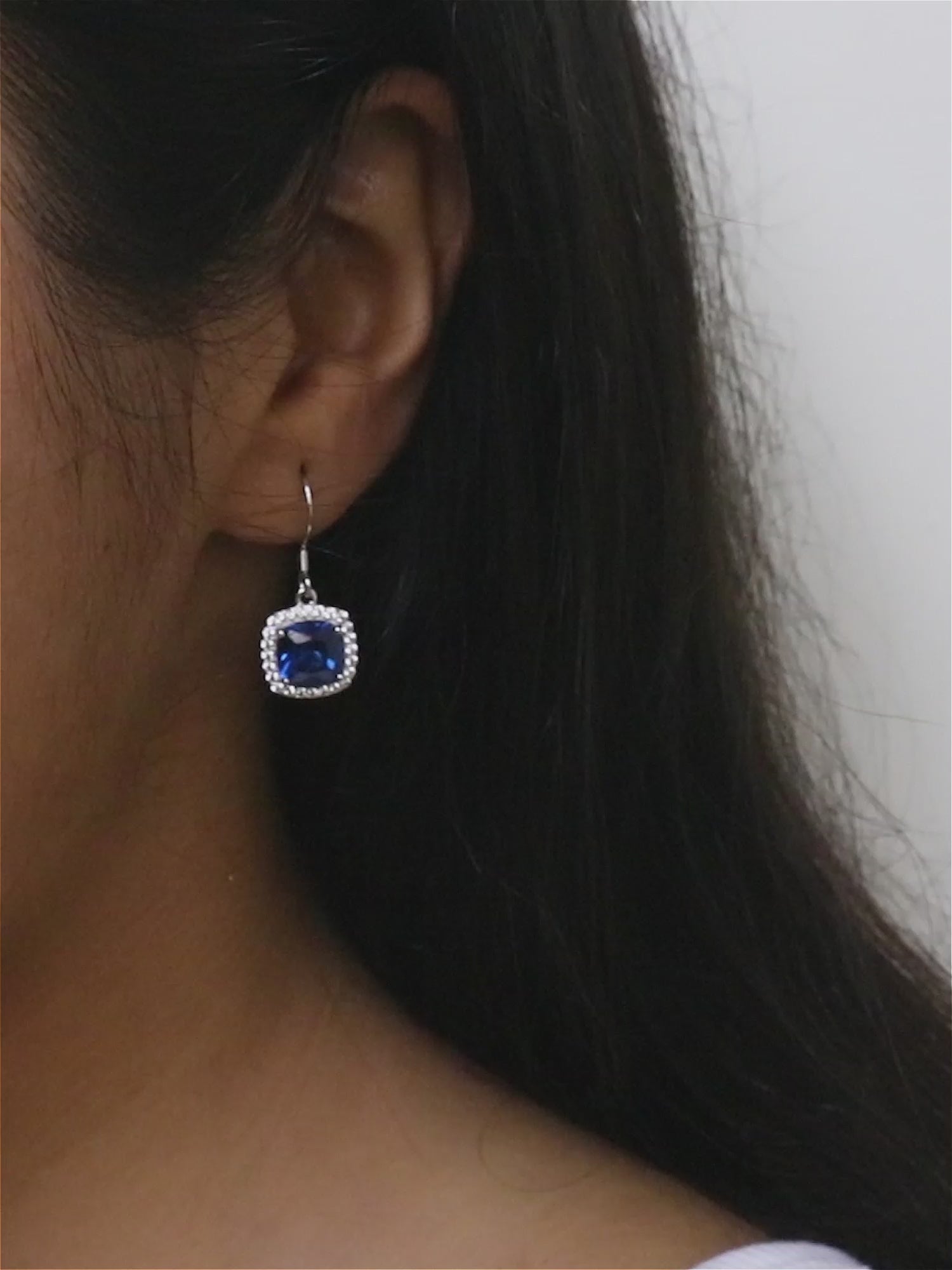 925 SILVER BLUE SAPPHIRE DANGLE EARRINGS FOR HER