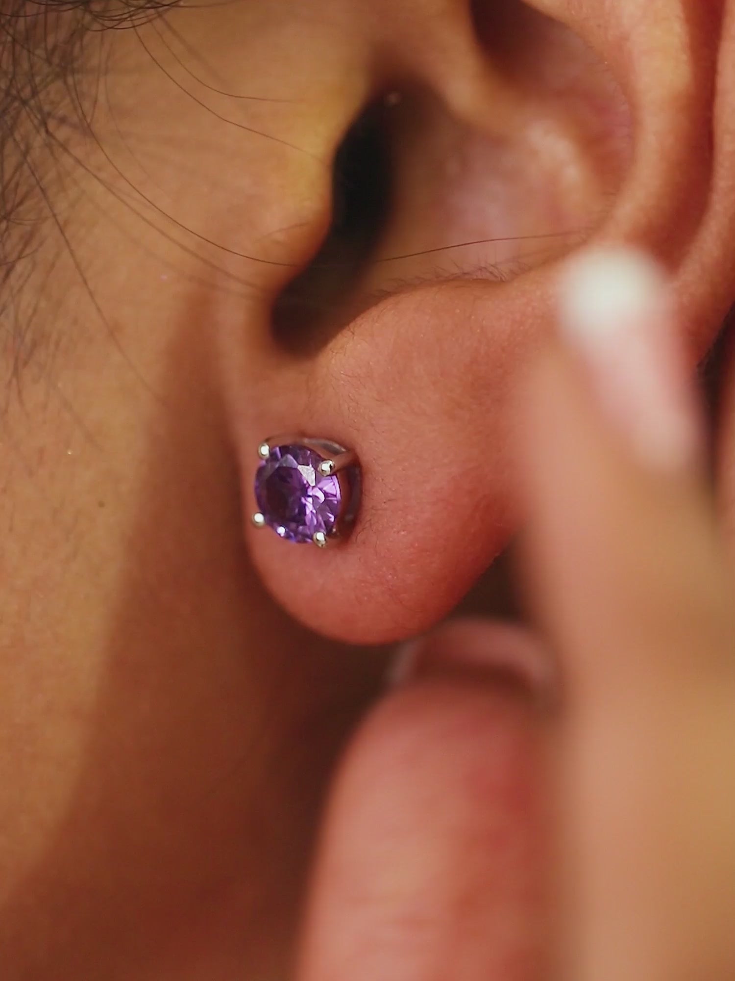 AMETHYST SOLITAIRE EARRING STUDS-1