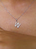 SILVER W INITIAL PENDANT WITH AMERICAN DIAMONDS