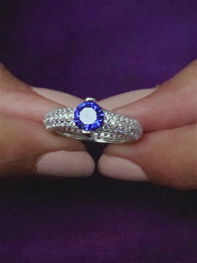 1 Carat Ornate Blue Sapphire Solitaire Ring For Women-4
