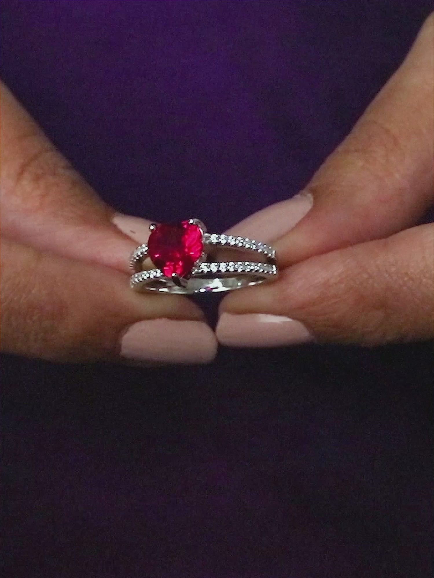 RED RUBY HEART RING IN 925 SILVER-5