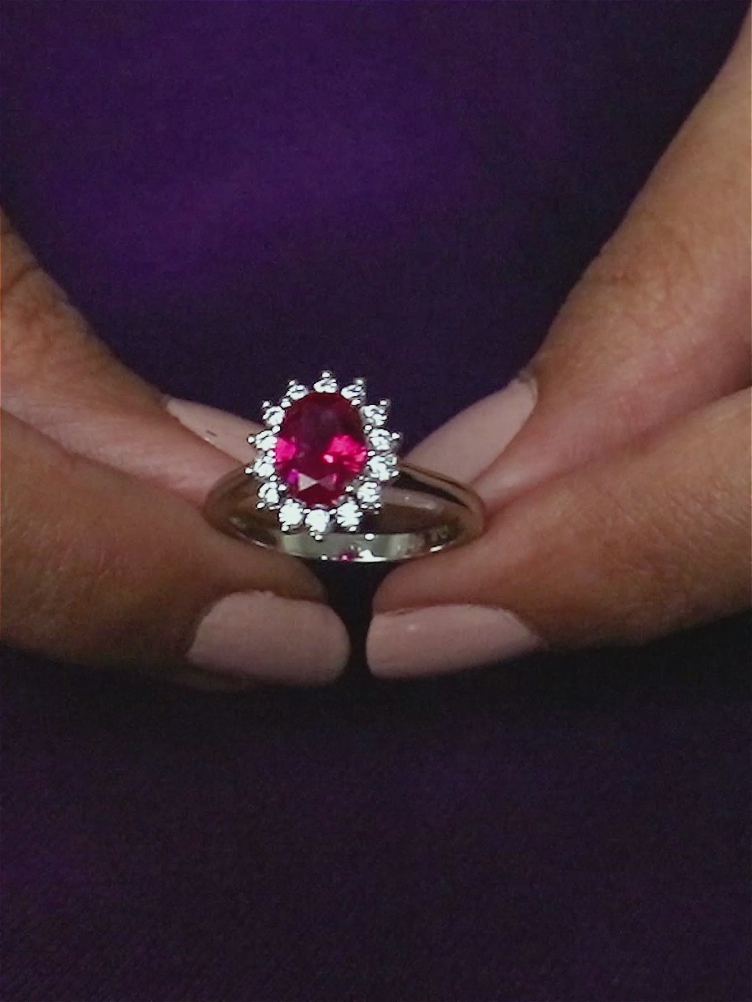 OVAL RED RUBY SILVER RING-5