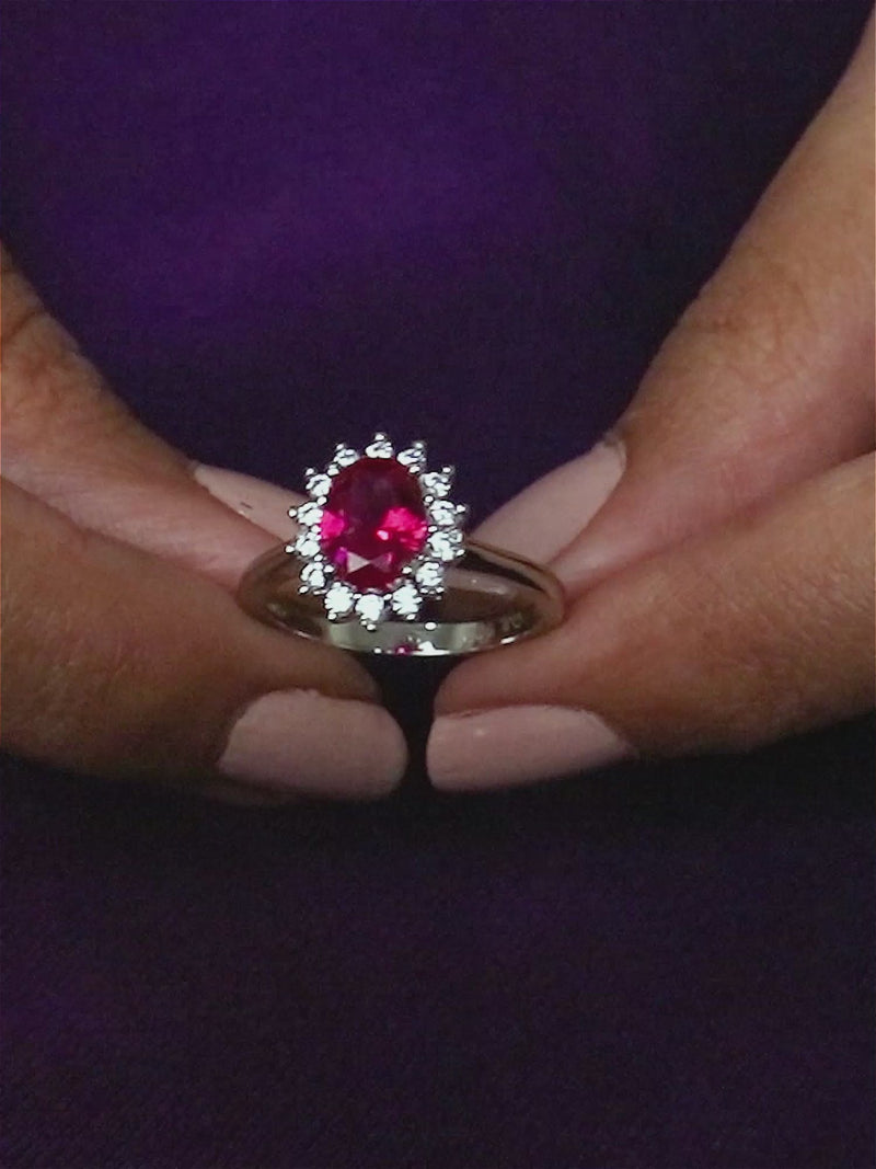 Oval Red Ruby Silver Ring-4
