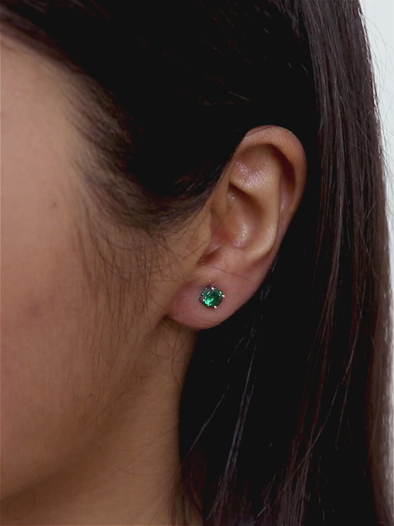 Half Carat Green Emerald Studs For Women-4