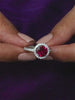 BOUQUET HALO SILVER RUBY RING