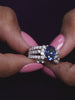 2.5 Carat Oval Sapphire Solitaire Cluster Ring
