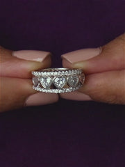 American Diamond Heart Band Ring For Women-5