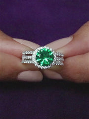 2 Carat Emerald Magnificient Silver Ring For Women-5