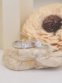 Single Stone Adjustable Silver Rings For Couple