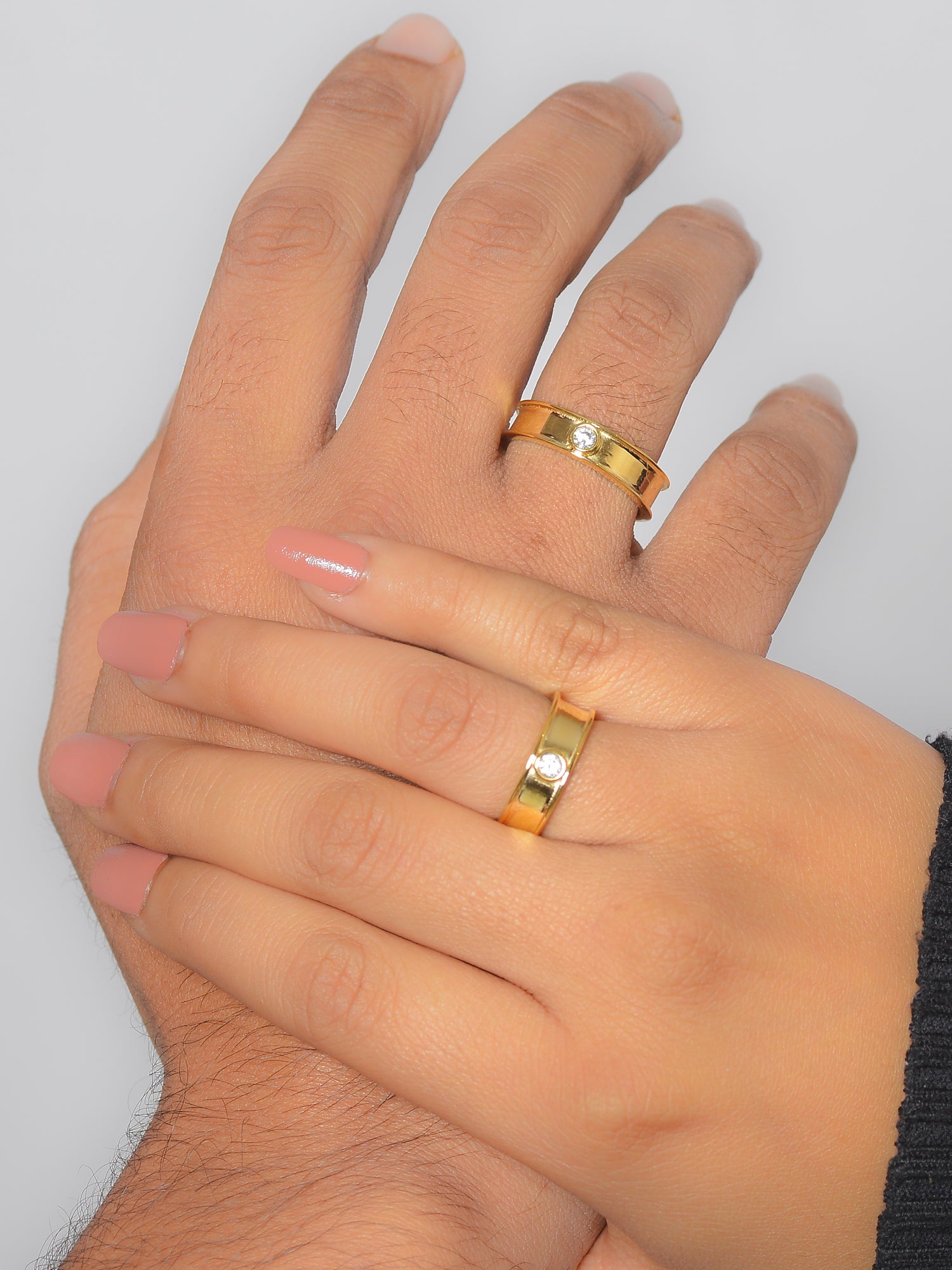 18K GOLDEN ADJUSTABLE SILVER BAND RINGS FOR COUPLE-1