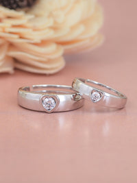 Heart Design 925 Silver Couple Ring