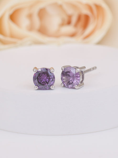 Amethyst & Pink Sapphire Gold Stud Earrings Bena Jewelry Designer