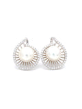 SILVER PEARL STUDS WITH A BASKET DESIGN-3