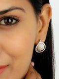 SILVER PEARL STUDS WITH A BASKET DESIGN-2