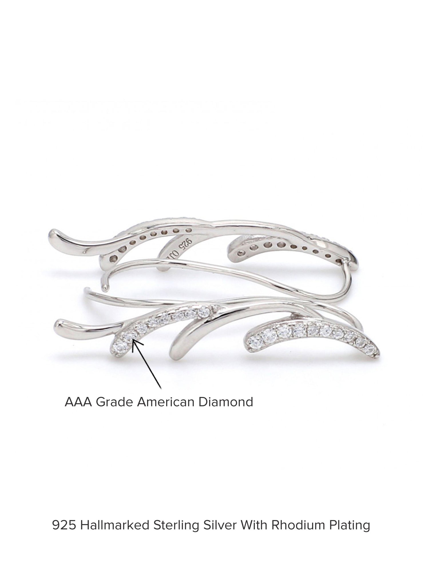 AMERICAN DIAMOND 925 SILVER CRAWLER EARRINGS-5