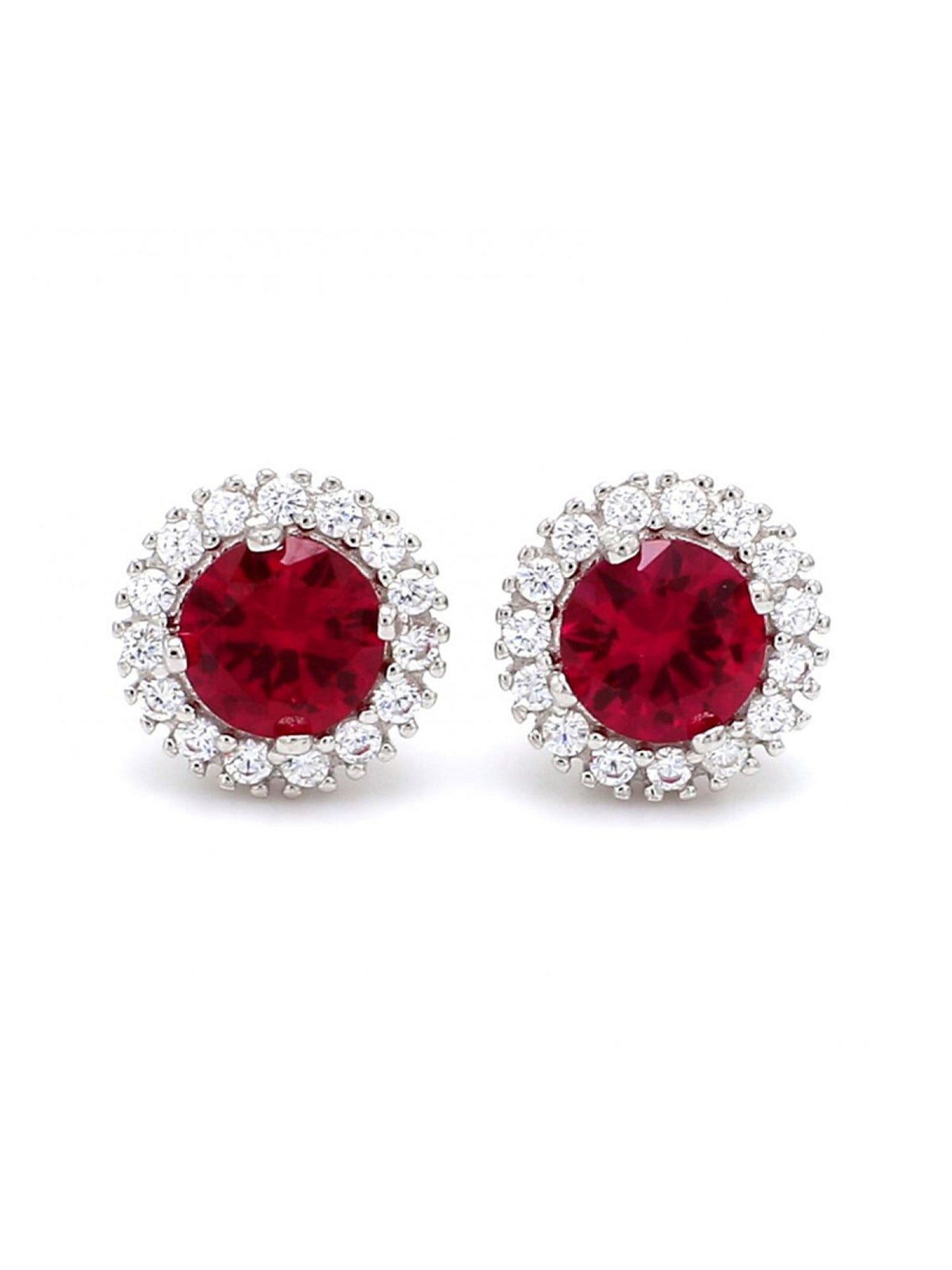 HALO CREATED RUBY EARRINGS IN 925 SILVER-5