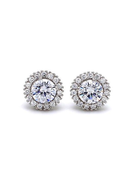 925 SILVER AMERICAN DIAMOND STUD EARRINGS-2