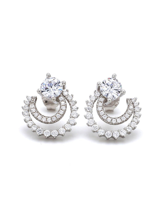 AMERICAN DIAMOND CRESCENT MOON SILVER STUDS-3