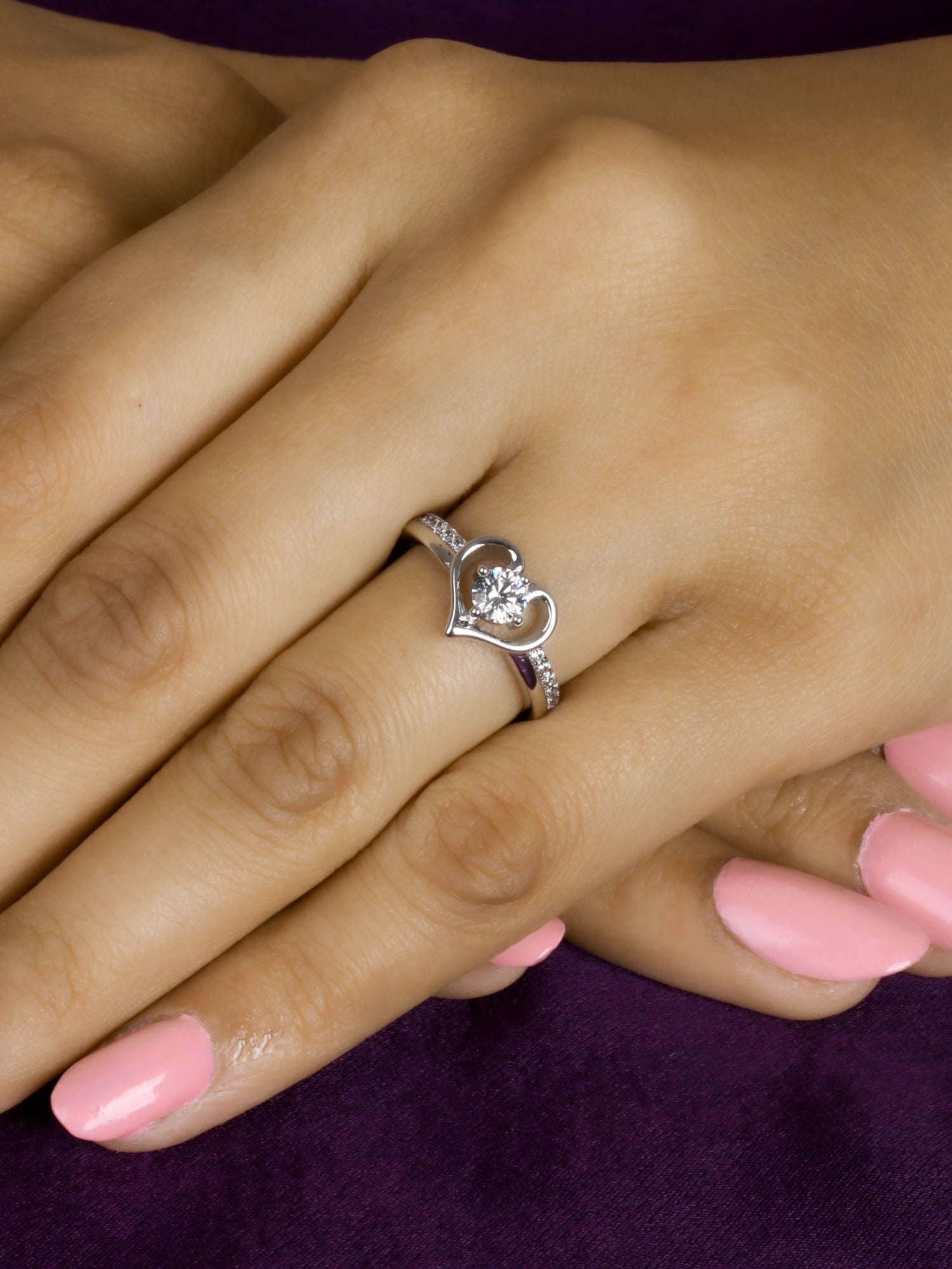 1 CARAT HEART SHAPED LOVE RING IN SILVER-2