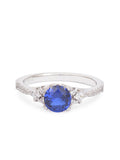 TRIO SOLITAIRE BLUE SAPPHIRE SILVER RING FOR WOMEN
