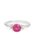 925 STERLING SILVER TRIO SOLITAIRE  RUBY SILVER RING FOR WOMEN