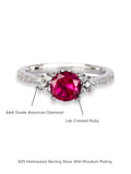925 STERLING SILVER TRIO SOLITAIRE  RUBY SILVER RING FOR WOMEN-6