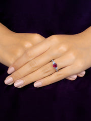 925 STERLING SILVER TRIO SOLITAIRE  RUBY SILVER RING FOR WOMEN-3