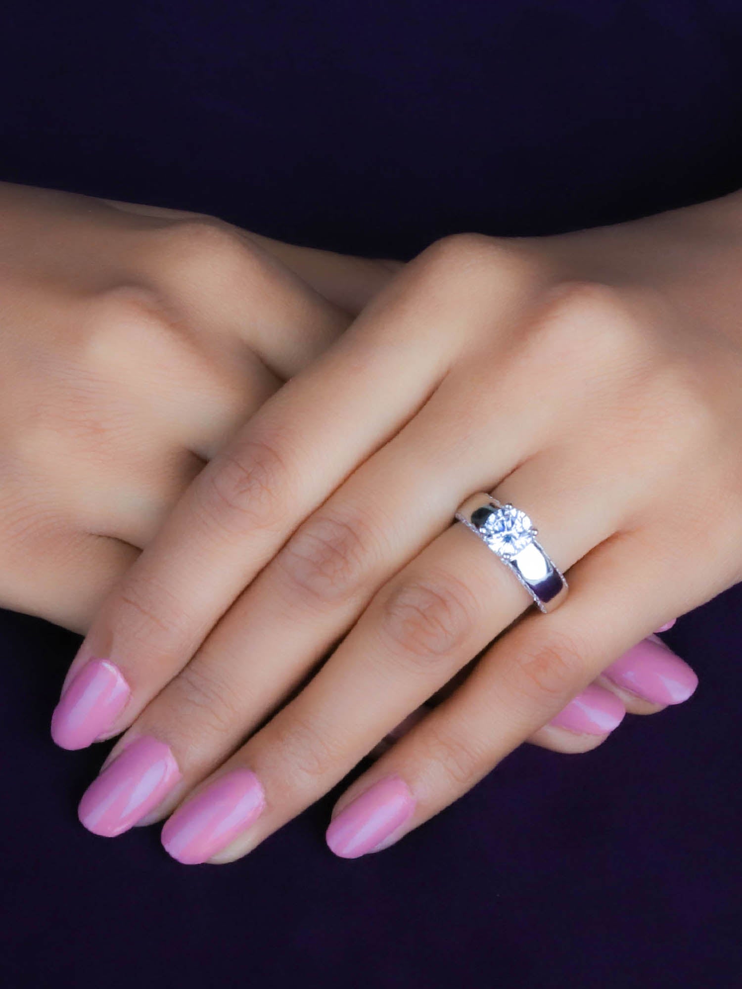 STUNNING 2 CARAT SOLITAIRE SILVER RING-3