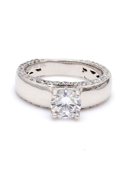 STUNNING 2 CARAT SOLITAIRE SILVER RING-2