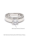 STUNNING 2 CARAT SOLITAIRE SILVER RING-6