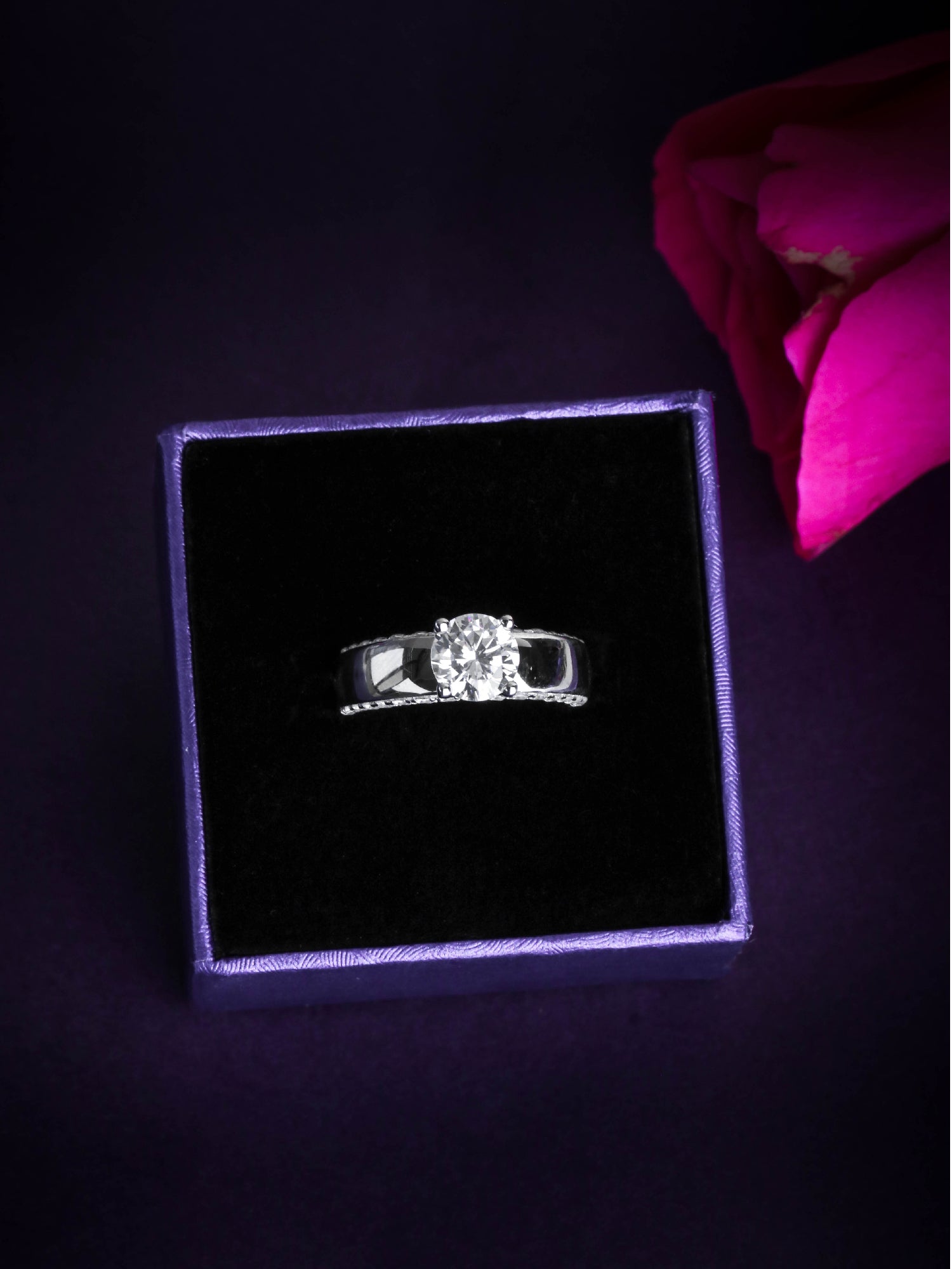 STUNNING 2 CARAT SOLITAIRE SILVER RING-5